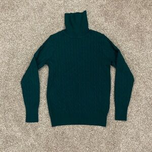 Green Cabled Turtle Neck Sweater